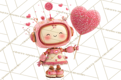 Valentine Robot Clipart PNG, Cute Valentine Robots, Kids Product Image 5
