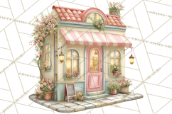 Watercolor Spring Town Clipart, Whimsical Pastel Village Product Image 2
