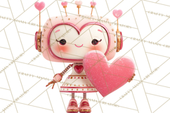 Valentine Robot Clipart PNG, Cute Valentine Robots, Kids Product Image 2