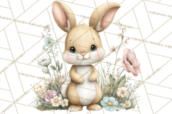 Spring Garden Animals Clipart, Cute Pastel Bunny Chick Lamb Product Image 2