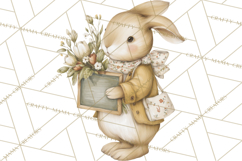 Vintage Spring Bunny Clipart, Whimsical Bunny Gardening Product Image 2