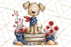 Patriotic Western Clipart, Whimsical Red White Blue Desert Product Image 4