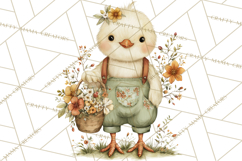 Vintage Spring Chicks Clipart, Cute Baby Chick Gardening Product Image 4