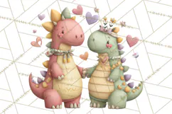 Valentine Dinosaur Clipart PNG, Cute Valentine Dinosaurs Product Image 4