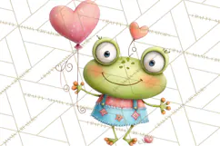 Valentine Frog Clipart PNG, Cute Valentine Frogs, Kids Product Image 3