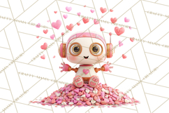 Valentine Robot Clipart PNG, Cute Valentine Robots, Kids Product Image 3