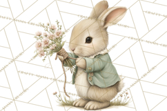 Vintage Spring Bunny Clipart, Whimsical Bunny Gardening Product Image 4