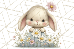 Spring Garden Animals Clipart, Cute Pastel Bunny Chick Lamb Product Image 4