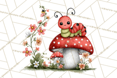 Happy Bug Friends Clipart, Ladybugs, Bees, Butterflies Png Product Image 4