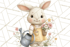 Spring Garden Animals Clipart, Cute Pastel Bunny Chick Lamb Product Image 5