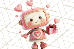 Valentine Robot Clipart PNG, Cute Valentine Robots, Kids Product Image 5