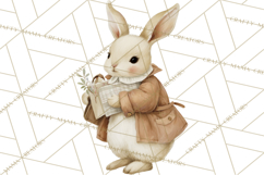 Vintage Spring Bunny Clipart, Whimsical Bunny Gardening Product Image 2