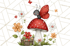 Happy Bug Friends Clipart, Ladybugs, Bees, Butterflies Png Product Image 2