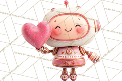 Valentine Robot Clipart PNG, Cute Valentine Robots, Kids Product Image 2