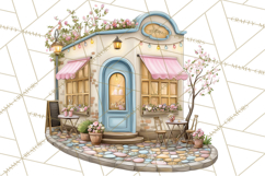 Watercolor Spring Town Clipart, Whimsical Pastel Village Product Image 2