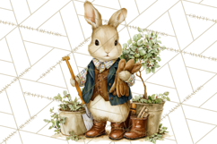 Vintage Spring Bunny Clipart, Whimsical Bunny Gardening Product Image 3