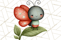 Happy Bug Friends Clipart, Ladybugs, Bees, Butterflies Png Product Image 4