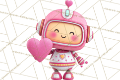 Valentine Robot Clipart PNG, Cute Valentine Robots, Kids Product Image 4