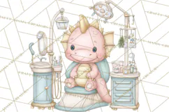 Dinosaur Dentist Clipart Cute Pediatric Dental PNG Product Image 5