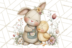 Spring Garden Animals Clipart, Cute Pastel Bunny Chick Lamb Product Image 5