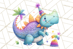 Dinosaur Birthday Clipart PNG, Watercolor Dino Birthday Product Image 5