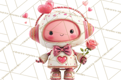 Valentine Robot Clipart PNG, Cute Valentine Robots, Kids Product Image 2