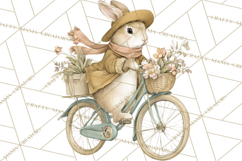 Vintage Spring Bunny Clipart, Whimsical Bunny Gardening Product Image 2