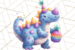 Dinosaur Birthday Clipart PNG, Watercolor Dino Birthday Product Image 2