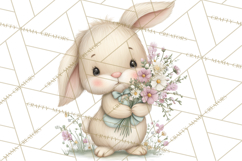 Spring Garden Animals Clipart, Cute Pastel Bunny Chick Lamb Product Image 3