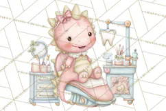 Dinosaur Dentist Clipart Cute Pediatric Dental PNG Product Image 3