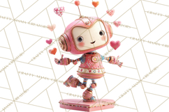 Valentine Robot Clipart PNG, Cute Valentine Robots, Kids Product Image 3