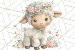 Spring Garden Animals Clipart, Cute Pastel Bunny Chick Lamb Product Image 4