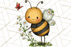 Happy Bug Friends Clipart, Ladybugs, Bees, Butterflies Png Product Image 4