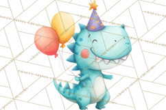 Dinosaur Birthday Clipart PNG, Watercolor Dino Birthday Product Image 4