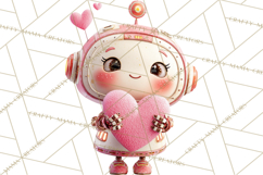 Valentine Robot Clipart PNG, Cute Valentine Robots, Kids Product Image 4