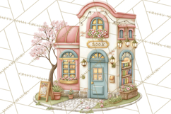 Watercolor Spring Town Clipart, Whimsical Pastel Village Product Image 4