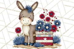 Patriotic Western Clipart, Whimsical Red White Blue Desert Product Image 5