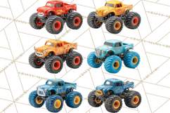Monster Truck Birthday Party Clipart, Racing Celebration Png Product Image 5