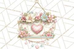 Rustic Valentine Decor Clipart, Burlap Heart PNG Product Image 5