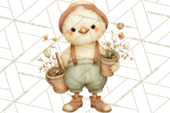Vintage Spring Chicks Clipart, Cute Baby Chick Gardening Product Image 5