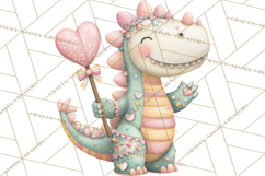 Valentine Dinosaur Clipart PNG, Cute Valentine Dinosaurs Product Image 5