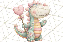 Valentine Dinosaur Clipart PNG, Cute Valentine Dinosaurs Product Image 5