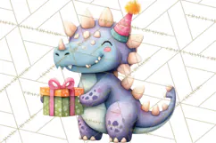 Dinosaur Birthday Clipart PNG, Watercolor Dino Birthday Product Image 5