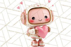 Valentine Robot Clipart PNG, Cute Valentine Robots, Kids Product Image 5
