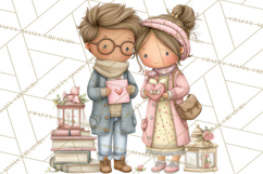 Valentine Bookstore Clipart PNG Cute Library Romance Product Image 2