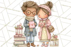 Valentine Bookstore Clipart PNG Cute Library Romance Product Image 2