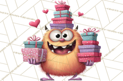 Valentine Monster Clipart PNG, Cute Valentine Monsters, Kids Product Image 2