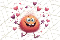 Valentine Monster Clipart PNG, Cute Valentine Monsters, Kids Product Image 4