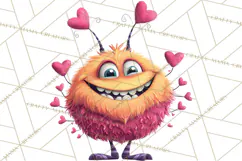 Valentine Monster Clipart PNG, Cute Valentine Monsters, Kids Product Image 5