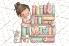 Valentine Bookstore Clipart PNG Cute Library Romance Product Image 2